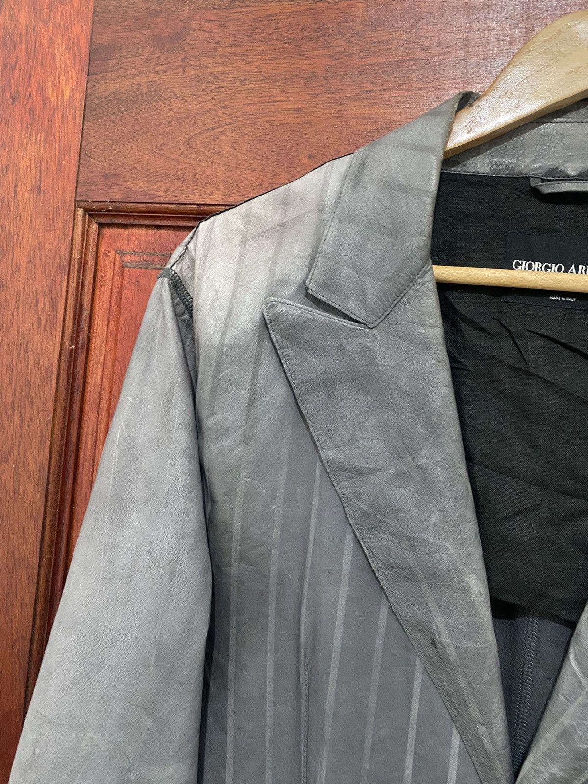 Giorgio Armani Giorgio Armani Borgo 21 Leather Kangaroo Stripe Jacket Size US M / EU 48-50 / 2 - 5 Thumbnail