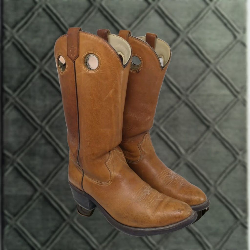J Brand VINTAGE TEXAS BOOT COMPANY Cowboy Boots Mens 11 Tan Brown Leather Western Avonite Size US 11 / EU 44 - 1 Thumbnail