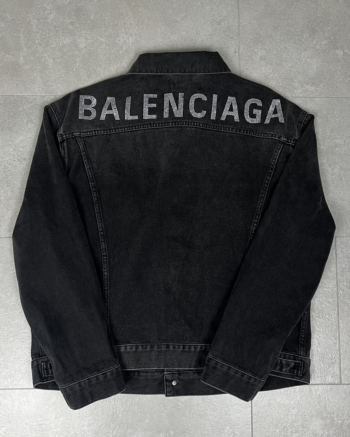 【送料&関税込】Balenciaga Rhinestone Logo Denim Jacket - Un Balenciaga Rhinestone logo denim jacket | The Fashion Square