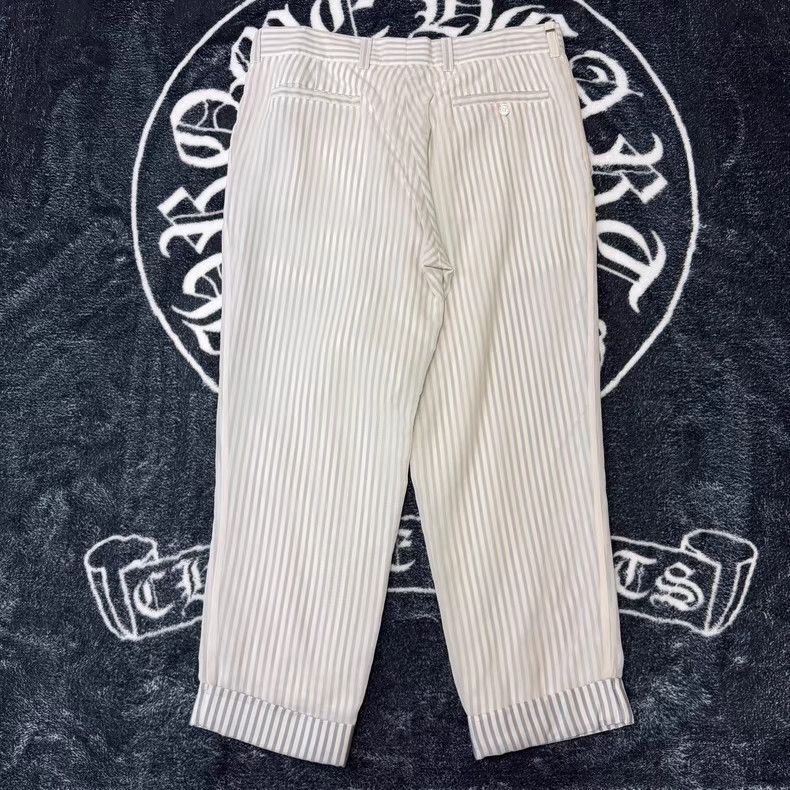 Dior Dior White Striped Cropped Trousers Q10 Size US 34 / EU 50 - 2 Thumbnail