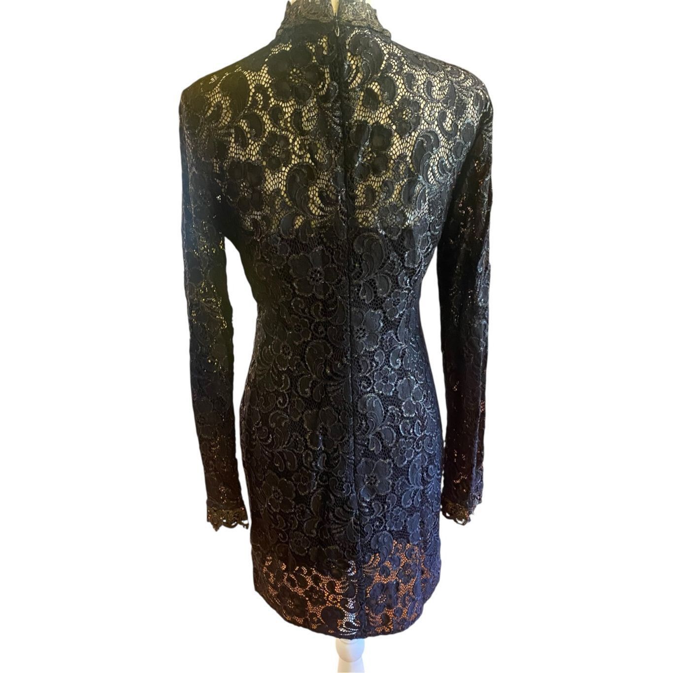 Rachel Zoe Rachel Zoe Metallic Hunter Lace Detail Muddy Dress in Black Size M / US 6-8 / IT 42-44 - 4 Thumbnail