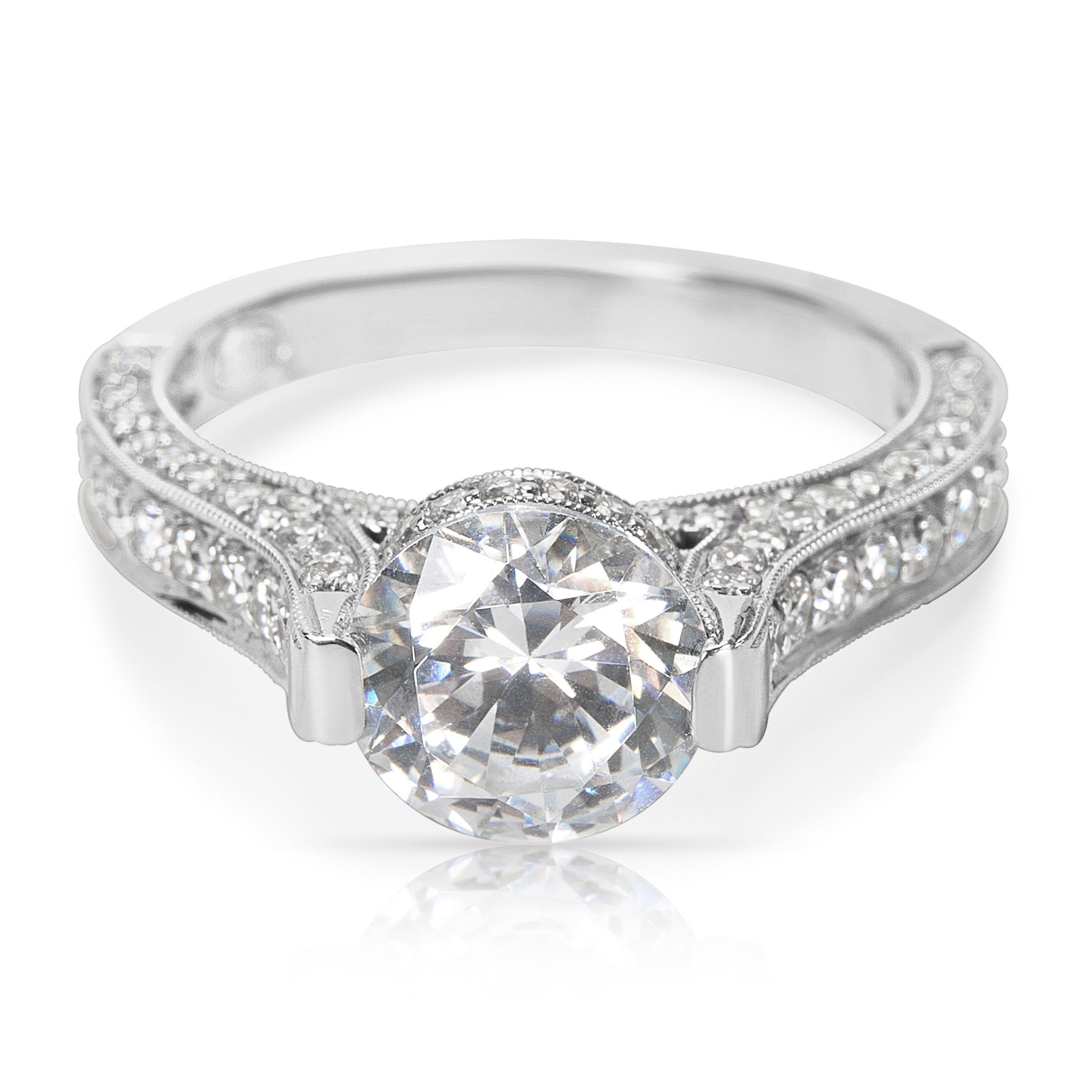 image of Tiffany Co La Reina Diamond Engagement Ring In 18K White Gold (1.01 Ctw), Women's