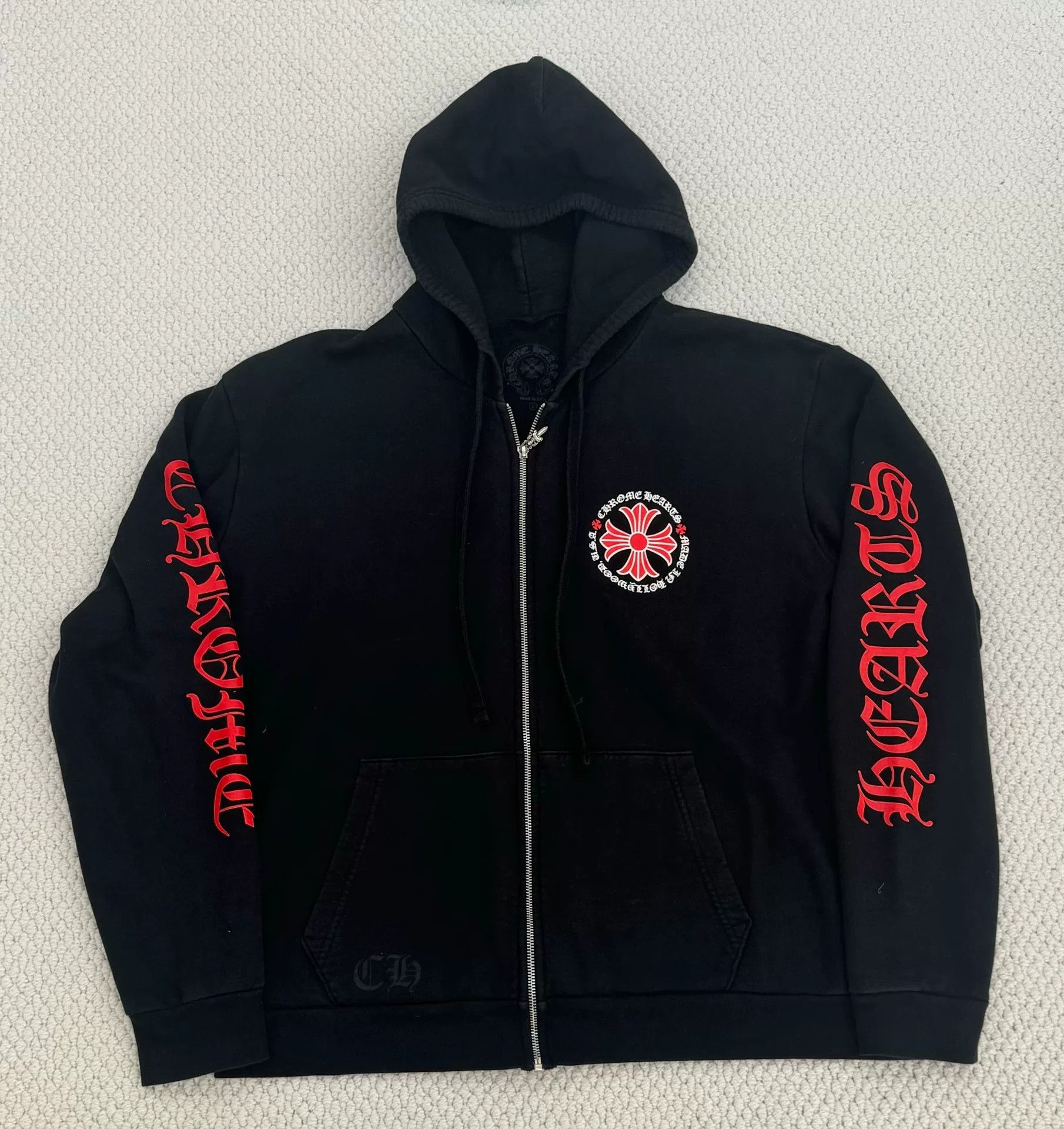 Chrome Hearts Chrome Heart Dagger Red Hoodie Zip | Grailed