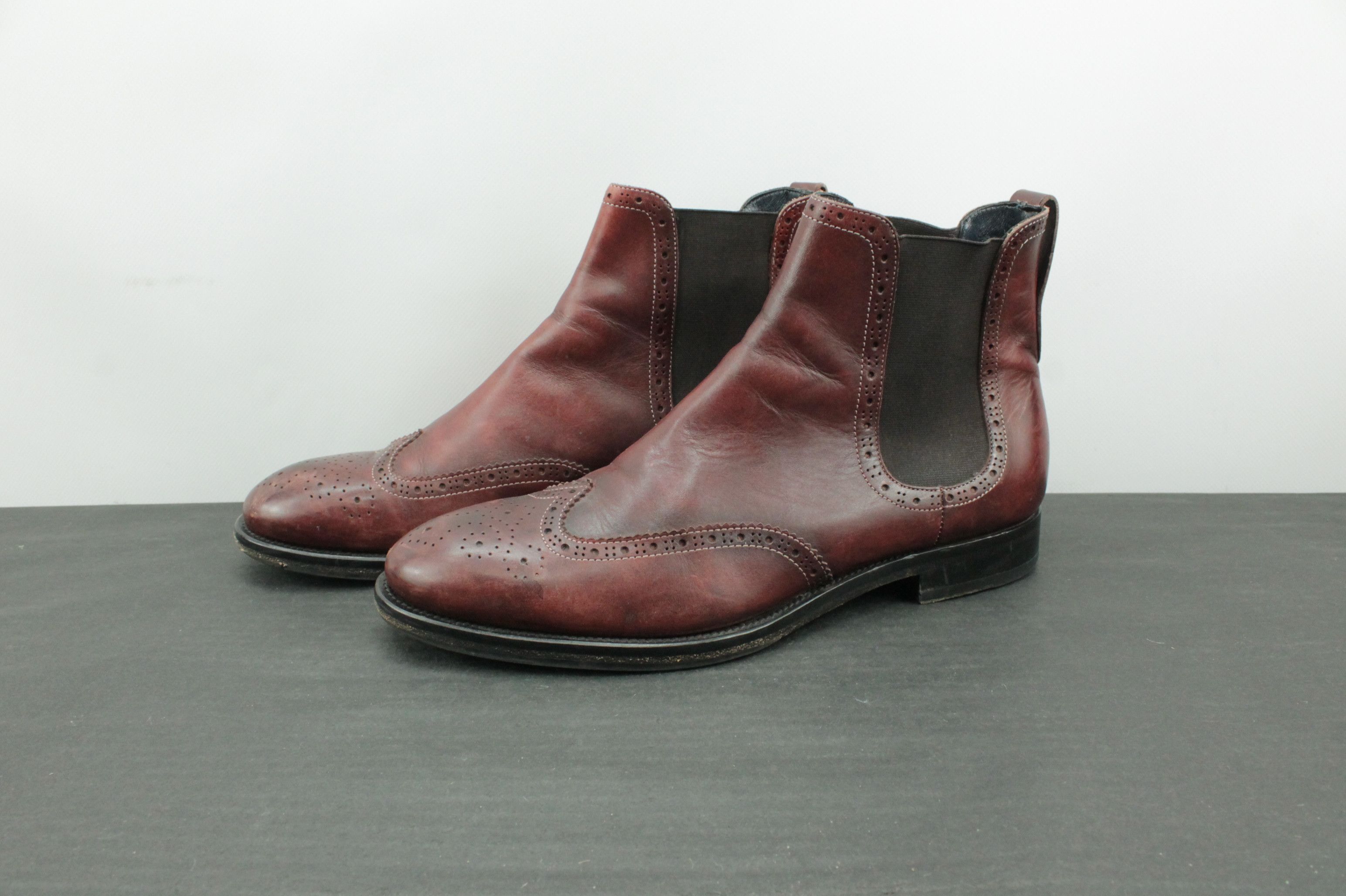 Other KA/NOA Burgundy Leather Chelsea Brogue Casual Shoes Size US 9 / EU 42 - 4 Thumbnail