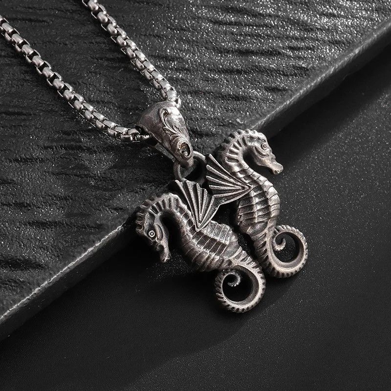 Jewelry Double-Headed Seahorse Animal Pendant Necklace Size ONE SIZE - 5 Thumbnail