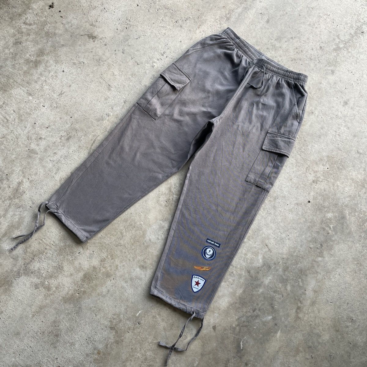 Hook-Ups Vintage Hook Faded Drawstring Waist Baggy Cargo Pants Size US 32 / EU 48 - 2 Thumbnail