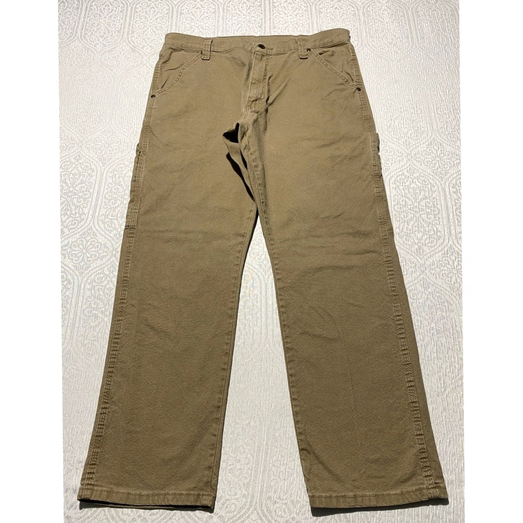 Wrangler Wrangler Mens 36x30 Khaki Carpenter Pants 1094LXWCK Relaxed Fit Tan Workwear Pants Mens Khaki Tan 1094LXWCK Construction Workwear Size US 36 / EU 52 - 2 Thumbnail