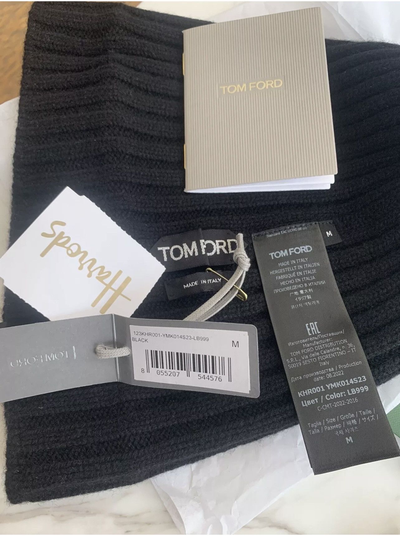 TOM FORD Ribbed 100% Cashmere Beanie size medium