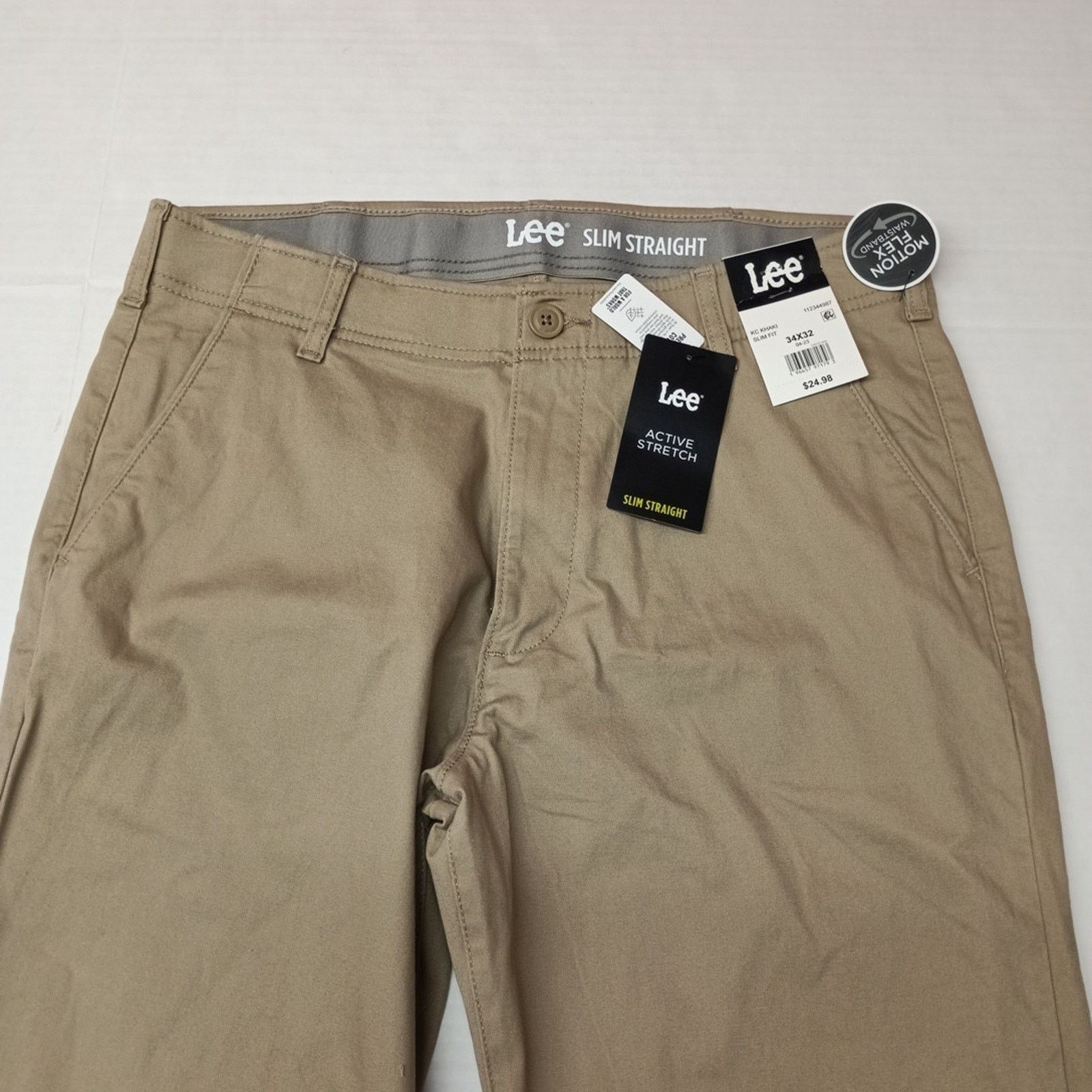Lee Lee Flat Front Chino Pants Men's 34x32 Khaki Slim Fit Size US 34 / EU 50 - 5 Thumbnail