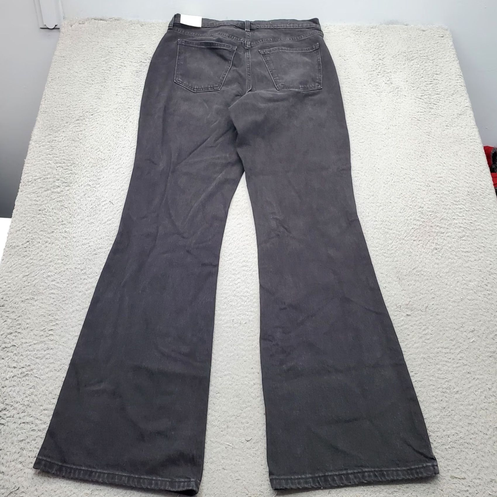 Vintage Universal Thread Jeans Womens Size 12 Flare Black Denim Dark Wash Zip Button Pockets Size 34" / US 12 / IT 48 - 2 Thumbnail