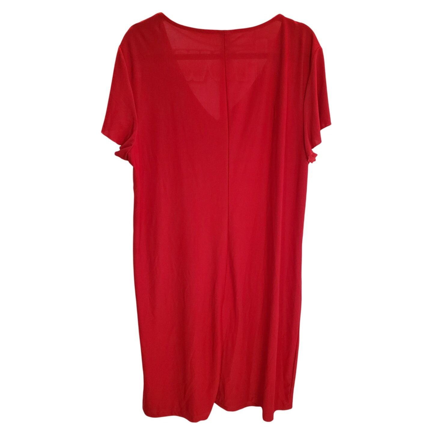 Other Red Ruffle V Neck Pull Over Midi Dress Size 1X Size XL / US 12-14 / IT 48-50 - 2 Thumbnail