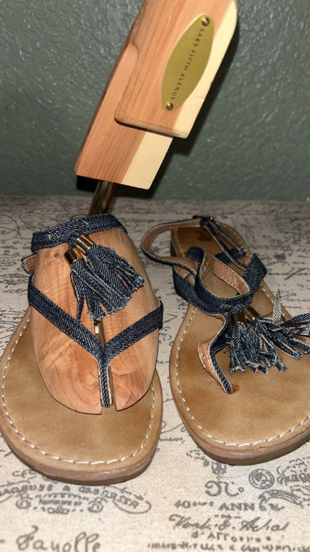 Route 66 Women's Route 66 Sandals Size 8 Blue Brown Denim Tassel Thon Size US 8 / IT 38 - 2 Thumbnail
