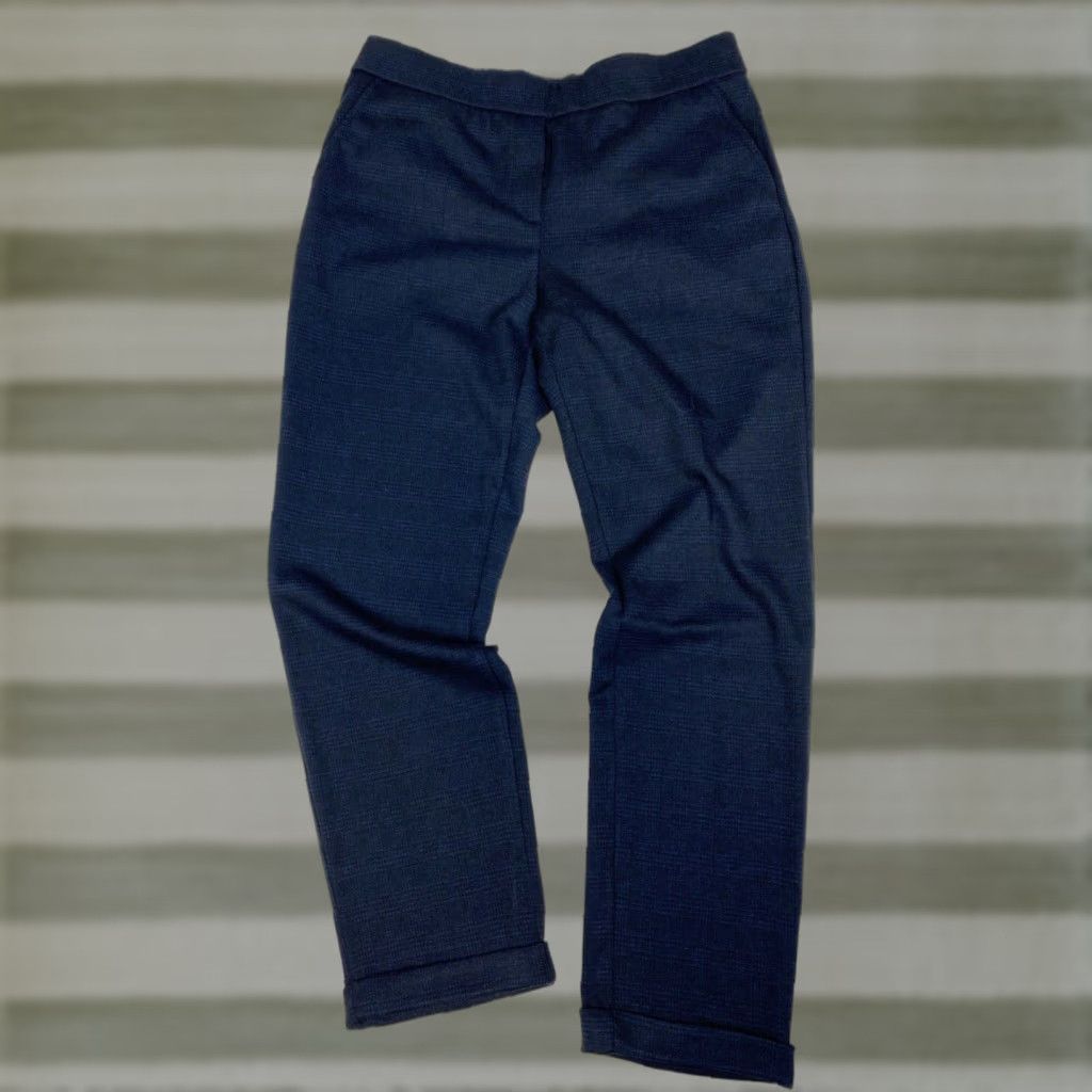 Vintage Jake*s Women’s Check Pants NWT Navy 40 Regular Elastic Waist Pleated Straight Inseam 28 in XS-XXL Compatible Size 27" / US 4 / IT 40 - 1 Thumbnail