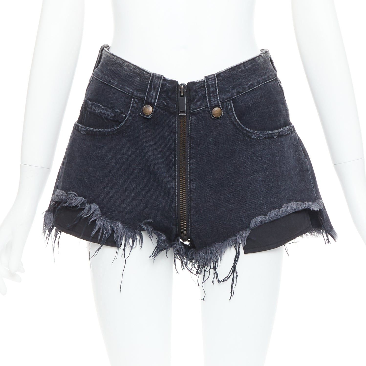 Unravel Project UNRAVEL PROJECT grey cotton ziparound cut off wide flared shorts 25" Size 27" / US 4 / IT 40 - 1 Thumbnail