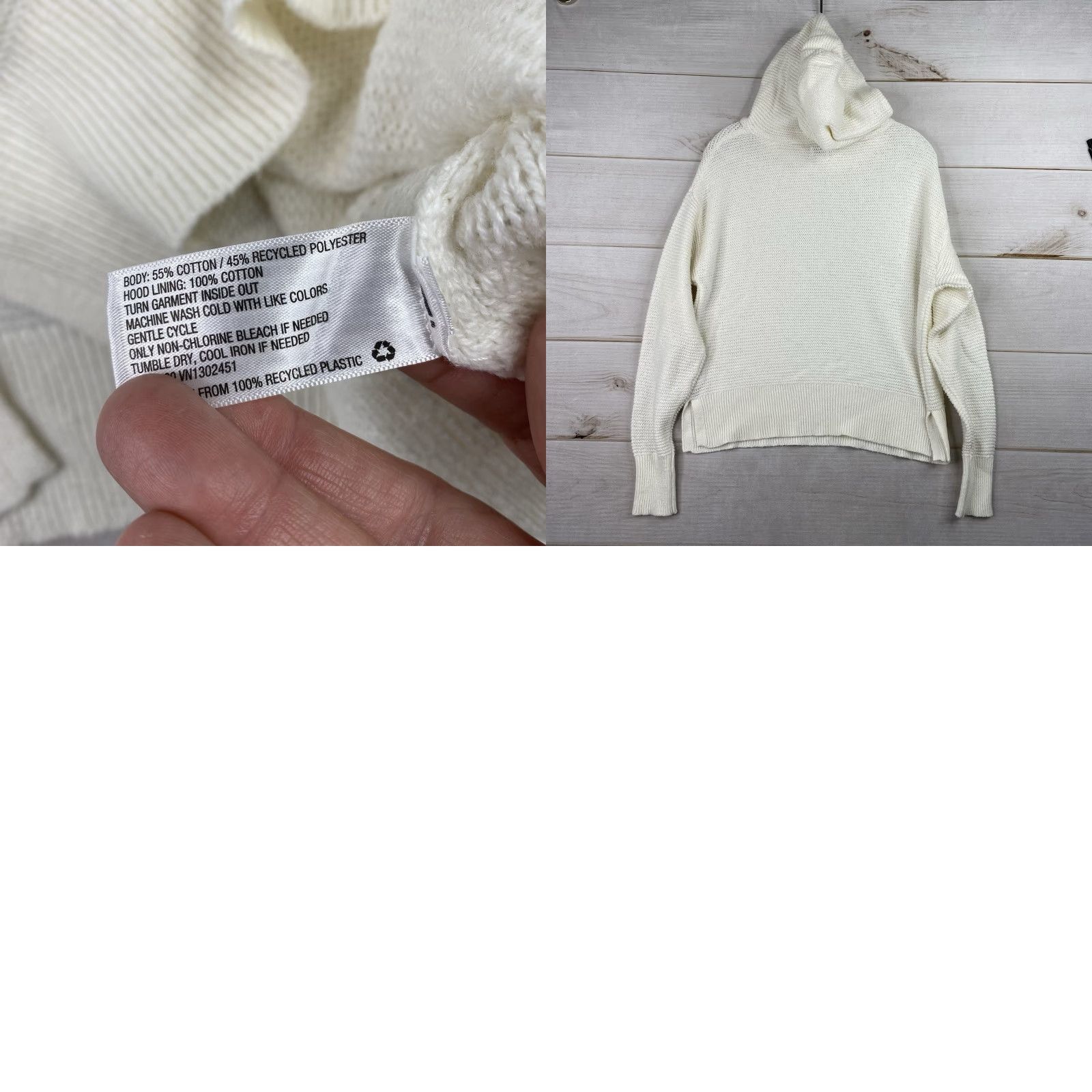 Vintage All in Motion Womens Sweater Sz S Cream Hooded Long Sleeve Knit Lightweight Cardigan Regular Size S / US 4 / IT 40 - 8 Thumbnail