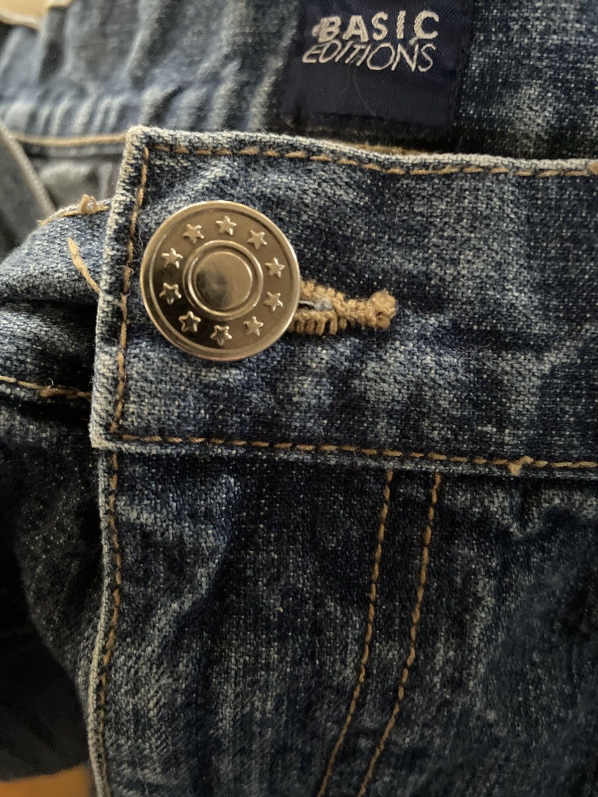 Basic Editions × Vintage basic editions blue denim jean shorts JORTS cotton carpenter Size US 40 / EU 56 - 9 Thumbnail