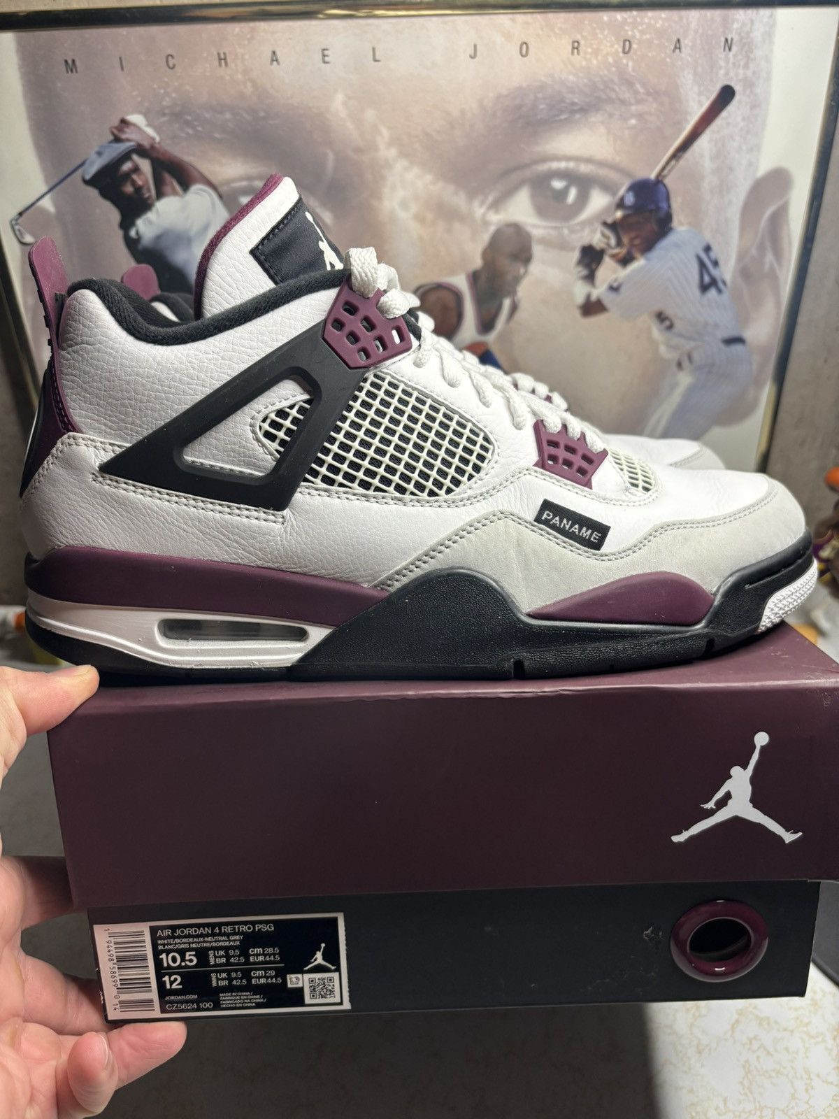 Jordan Brand Jordan Retro 4 “PSG” Size US 10.5 / EU 43-44 - 1 Thumbnail