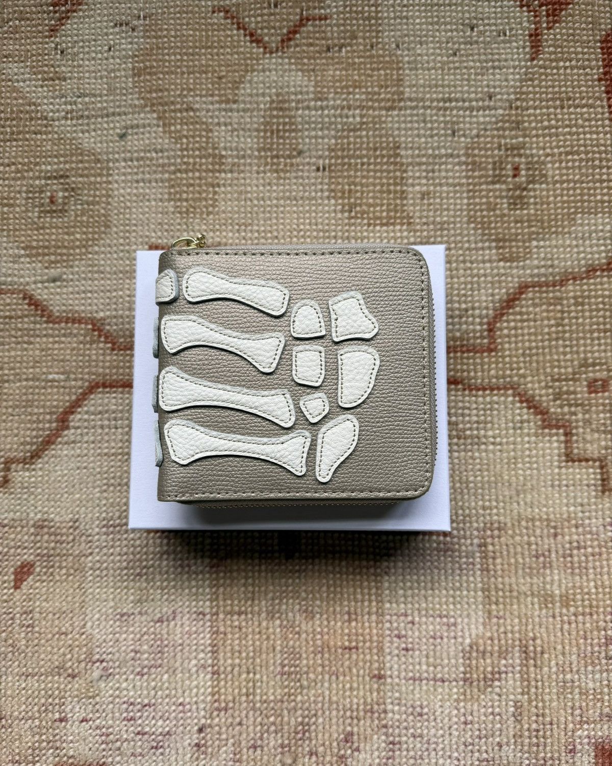 Kapital Thumb-Up Bone Hand Zip Wallet, Taupe