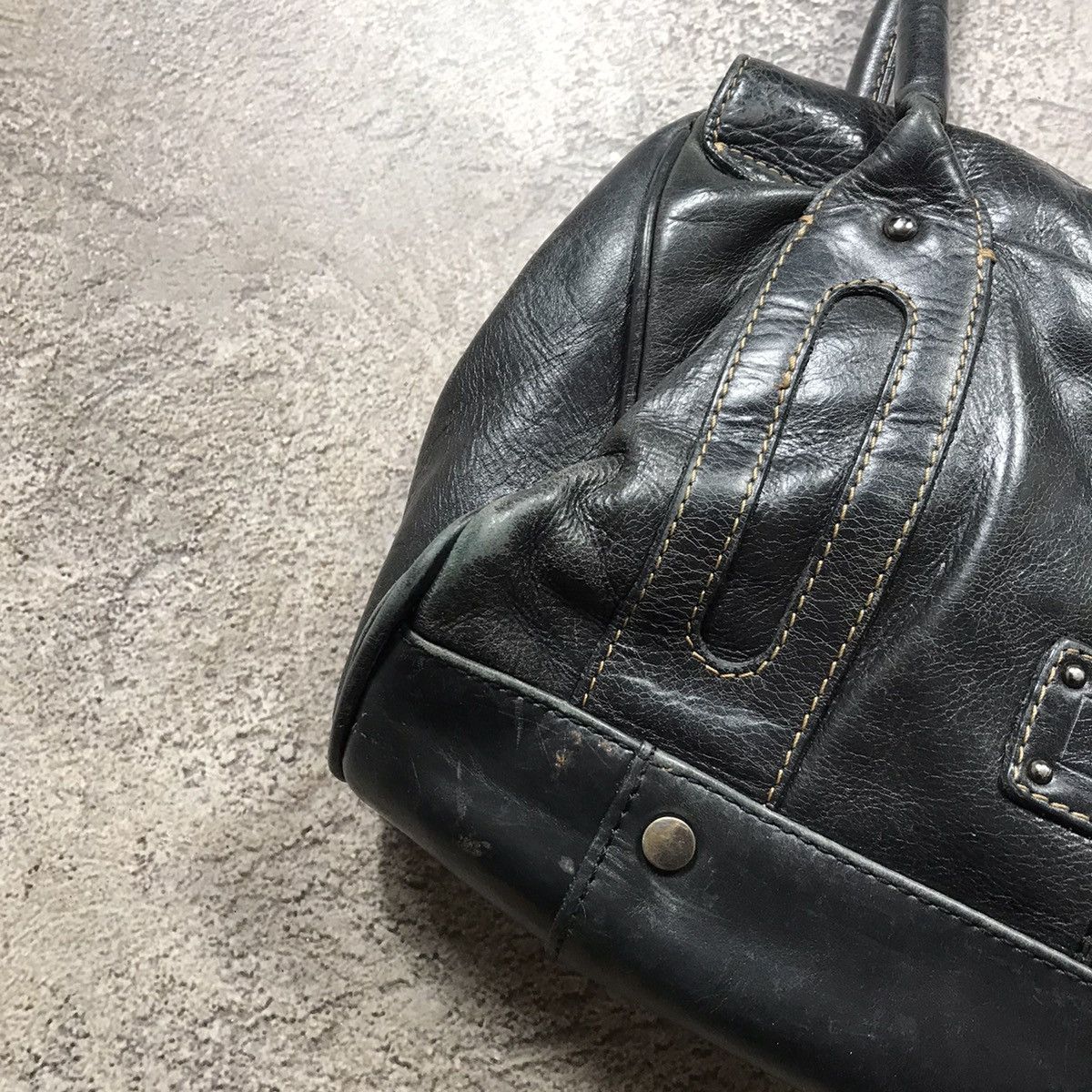 Vintage Vintage Y2K Black Leather Shoulder Bag Streetwear Baggy OS Size ONE SIZE - 3 Thumbnail