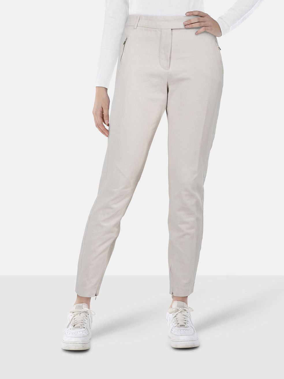 Loro Piana Ecru Mid Rise Slim Trousers Size 30" / US 8 / IT 44 - 1 Thumbnail