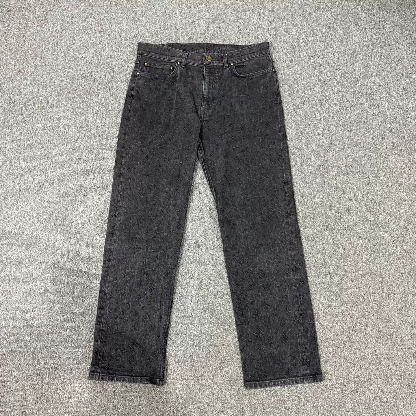 Louis Vuitton LV Gray Monogram Print Jeans 32 Size US 32 / EU 48 - 1 Thumbnail