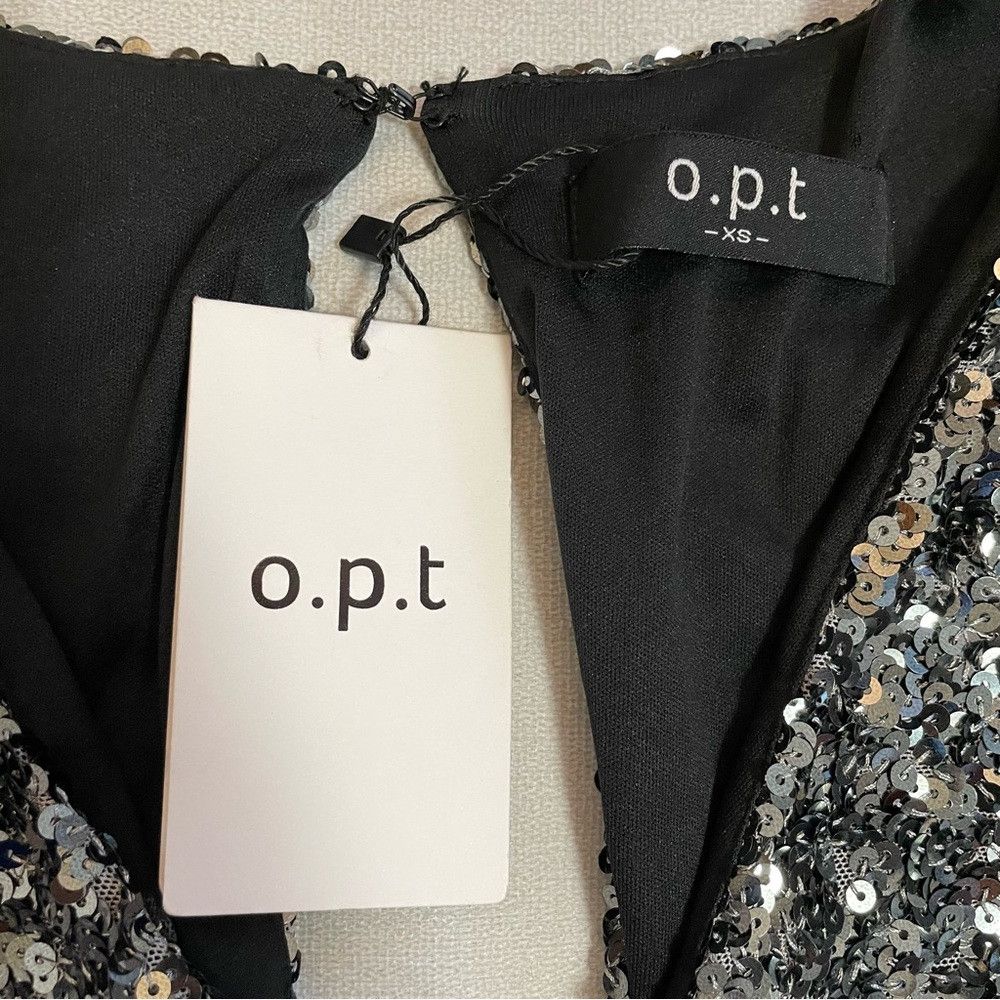 Other NWT New O.P.T. Rumi Gunmetal Silver Sequin Mini Dress XS Size XS / US 0-2 / IT 36-38 - 5 Thumbnail
