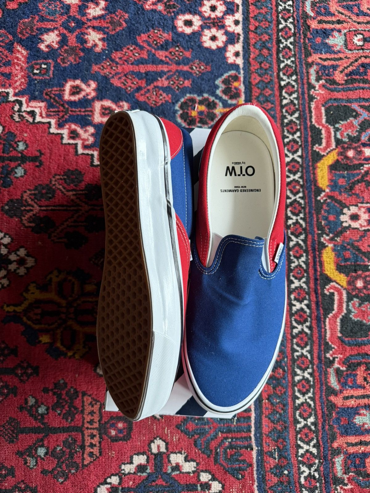 Engineered Garments × Vans OTW Classic Slip-On 98 in Red/Navy Size US 12 / EU 45 - 5 Thumbnail