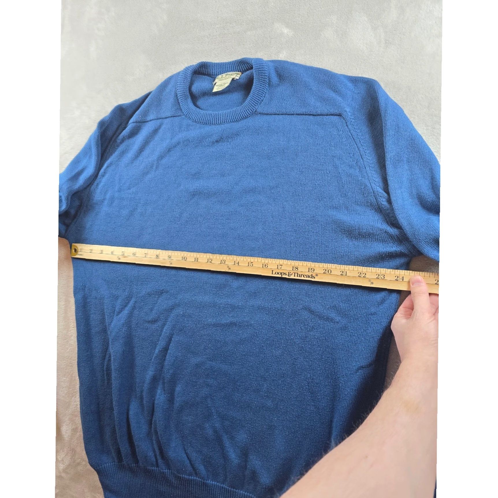 Vintage VINTAGE LL Bean Sweater Mens LT Blue Crew Neck Knit Cotton Made in USA Size US L / EU 52-54 / 3 - 4 Thumbnail