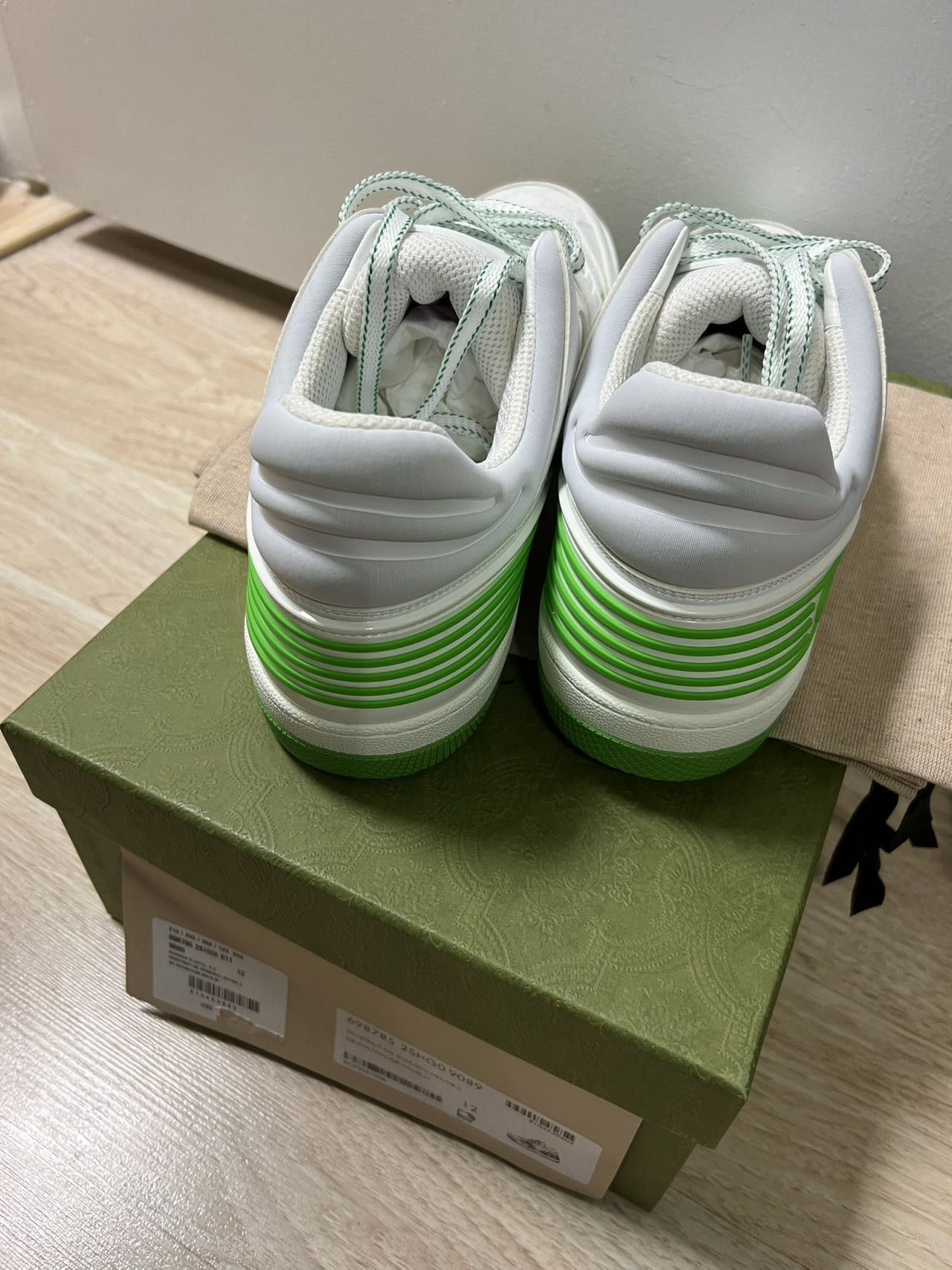 Gucci Gucci Basket Low White Demetra Green Size US 12.5 / EU 45-46 - 4 Thumbnail