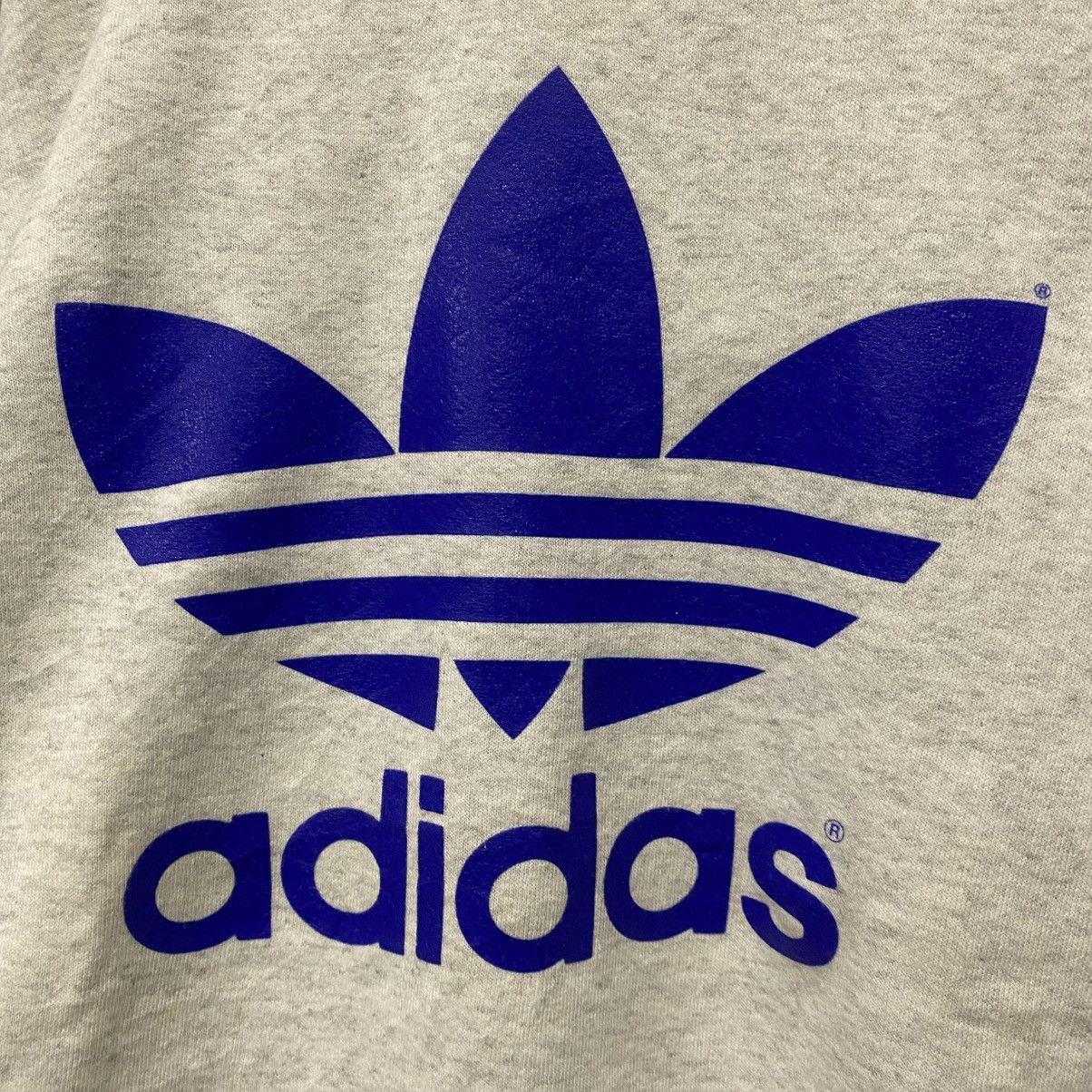 Adidas Vintage Adidas Trefoil Big Logo Heather Grey Sweatshirt Size US L / EU 52-54 / 3 - 5 Thumbnail