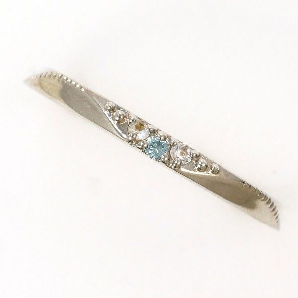 Luxuness Take-Up K10 White Gold Disney Ring White Topaz Blue Diamond Jewelry Gemstones Ring, Women's