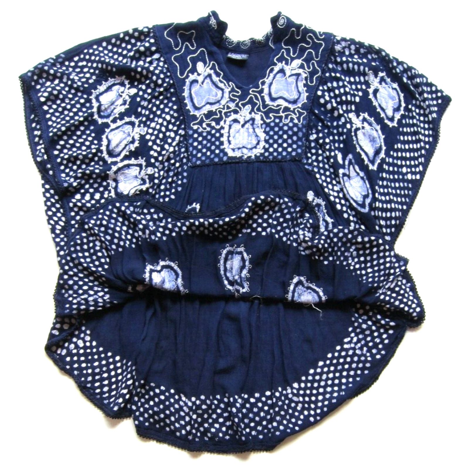 Vintage VINTAGE Highness Blouse Kimono 100% Rayon Blue White Polka Dot Tunic Large Women Shirt Nan Size L / US 10 / IT 46 - 5 Thumbnail