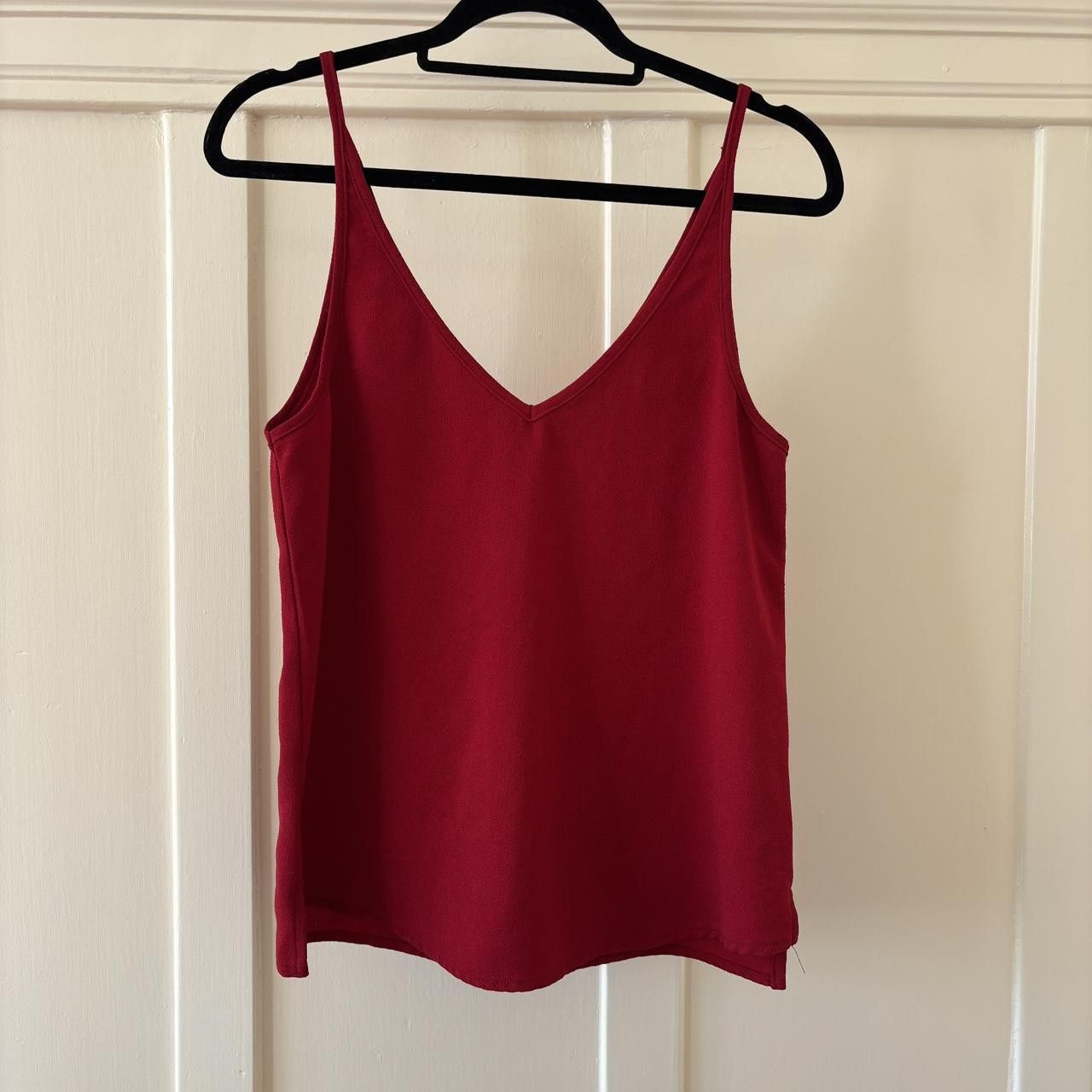 American Apparel Indie Sleaze Crepe Red Deep V Tank Top Made in USA Size S / US 4 / IT 40 - 3 Thumbnail