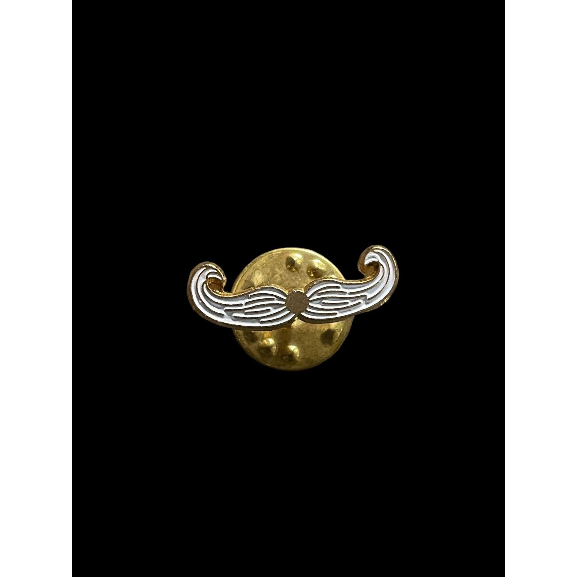 Vintage Vintage Mini White and Gold Tone Men Mustache Enamel Brooch Size ONE SIZE - 2 Thumbnail