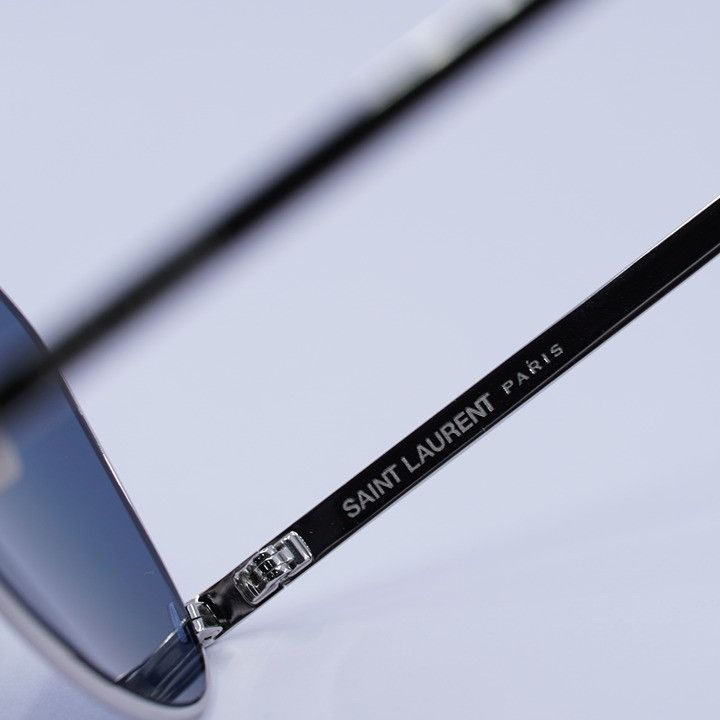 Saint Laurent Paris Saint Laurent SL690 DUST 003 Sunglasses Silver Aviator Frame Size ONE SIZE - 7 Thumbnail