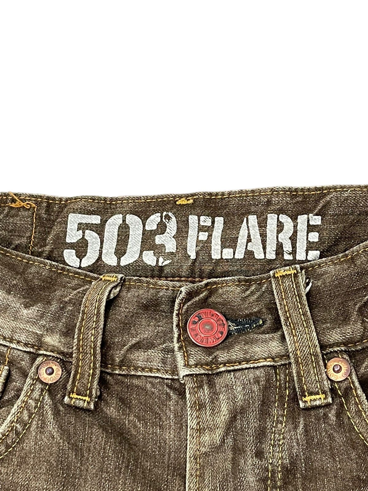 Edwin Flare Jeans Edwin Japan Faded Distress Boot Cut 7🟦7 Size US 31 - 10 Thumbnail
