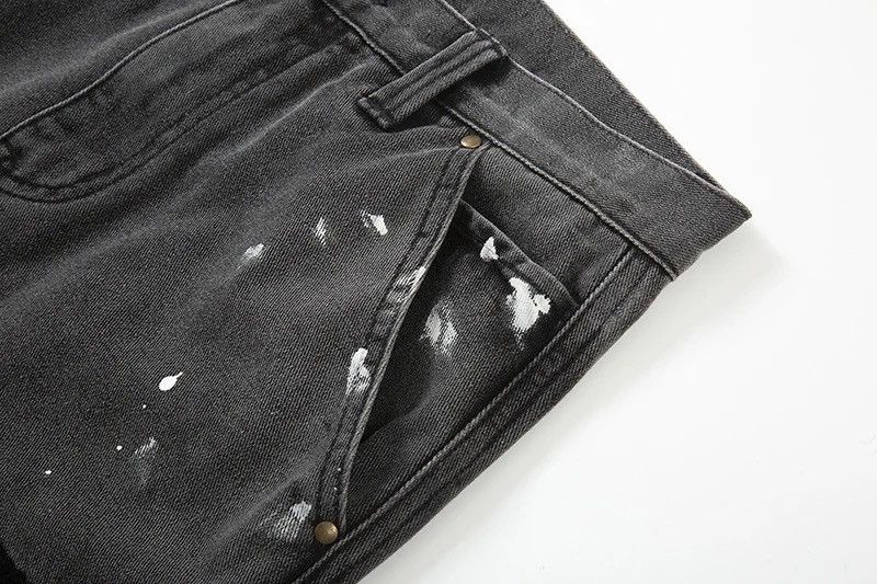 Jean Black Graffiti Wide Jeans Size US 32 / EU 48 - 3 Thumbnail