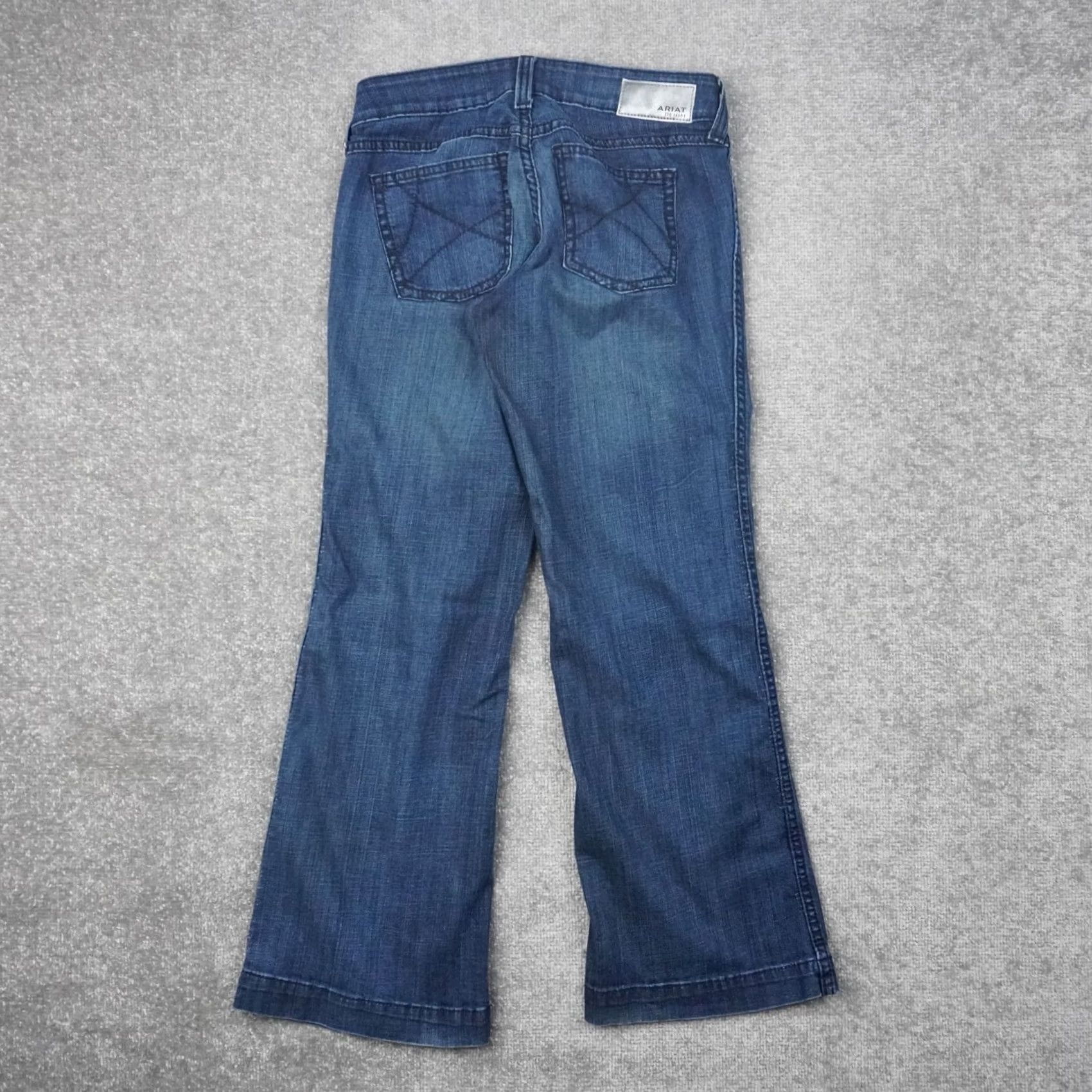 Ariat Ariat Womens Jeans 30x31 Dark Wash Blue Denim Mid Rise Flare Trouser Y2K Size 30" / US 8 / IT 44 - 2 Thumbnail
