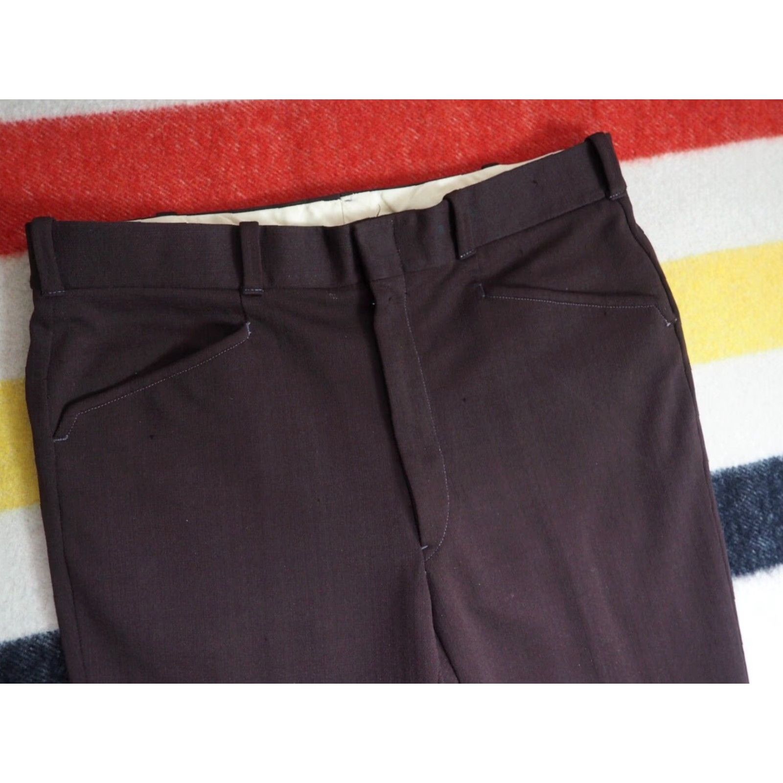 Etro VTG 60s 70s Chestnut Brown Disco Flare Poly Talon Hippy 35x29 Retro Pants Mens Size US 35 - 3 Thumbnail