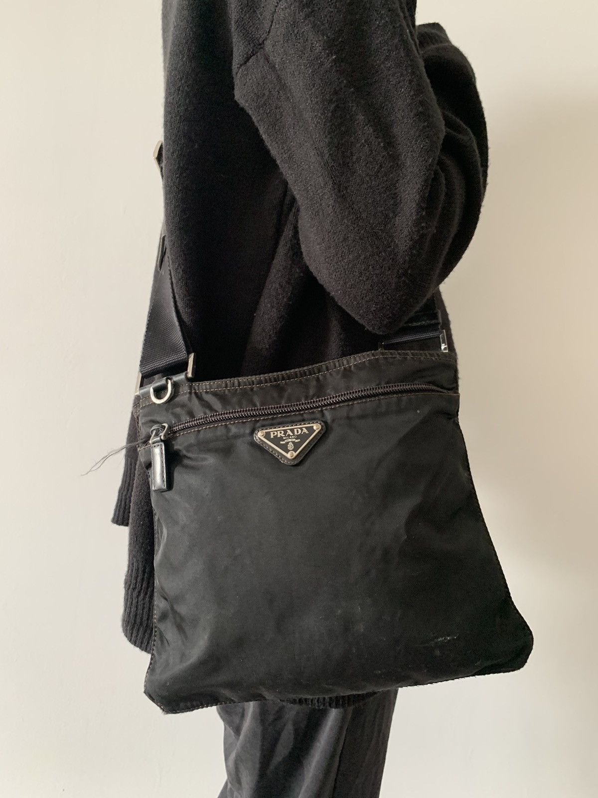 Prada Black Sling Crossbody Medium Bag, Men's