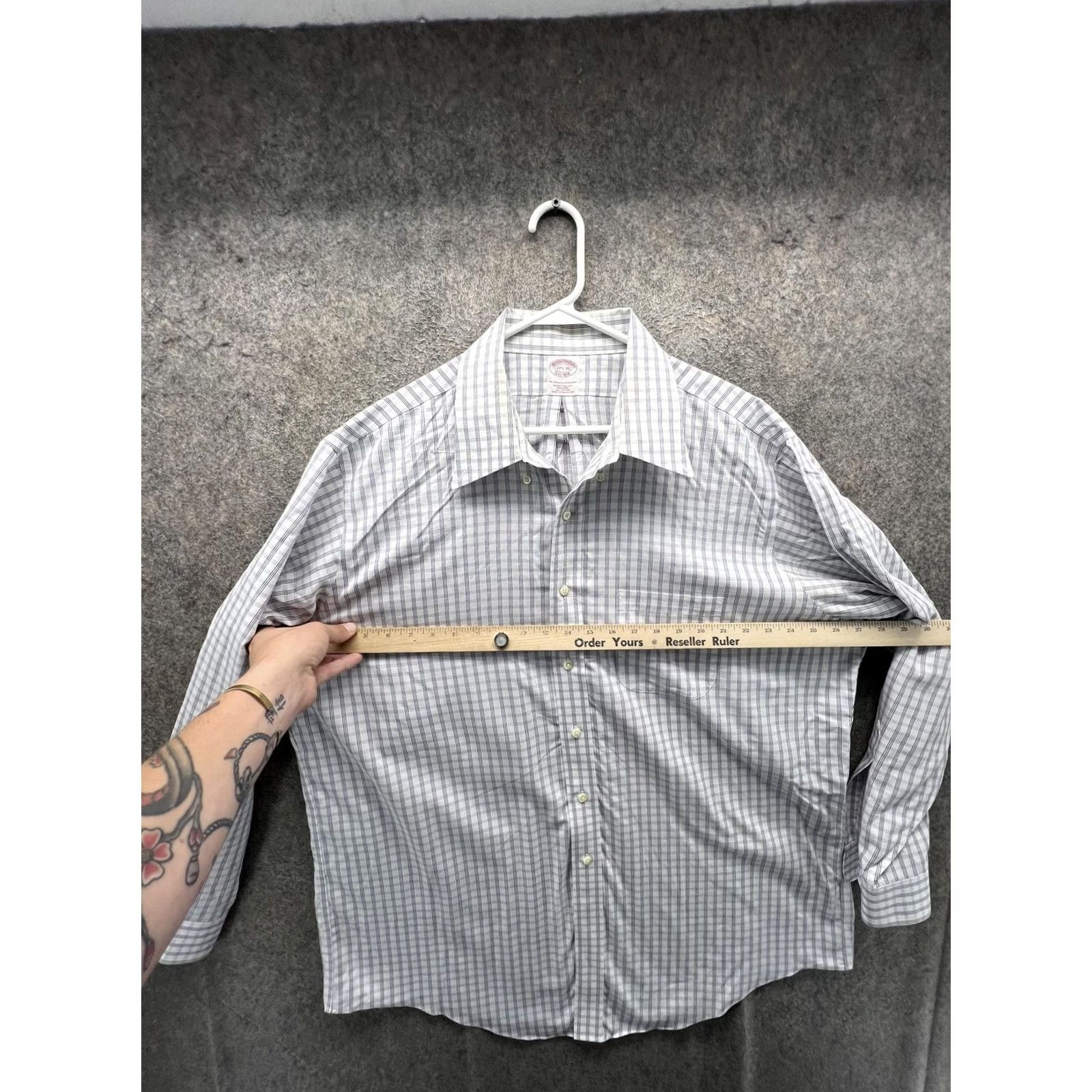 Brooks Brothers Brooks Brothers Dress Shirt Mens 17.5 35 Blue Check Classic Non-Iron Cotton Shirt Size 48R - 2 Thumbnail