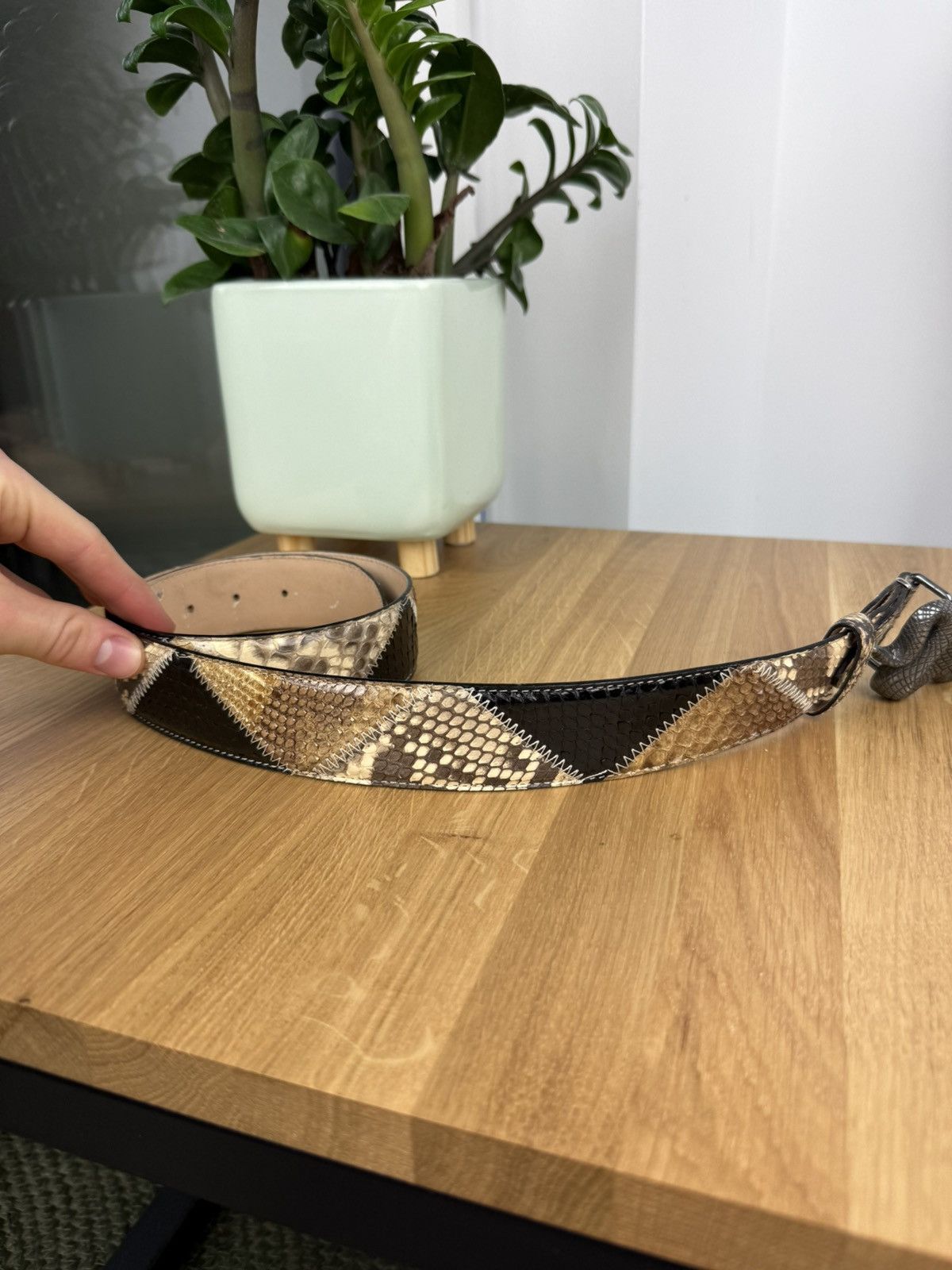 Japanese Brand × Vintage Vinatge Phyton Reptiles Leather Belt Size 32 - 4 Thumbnail