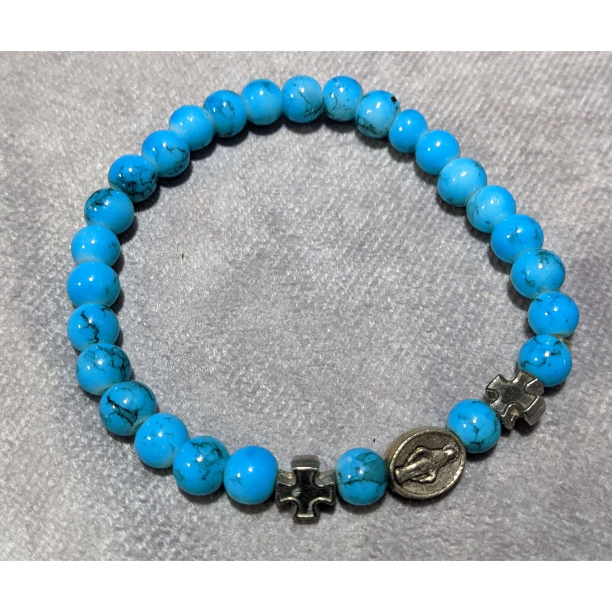 Other Blue And Silver Tone Religious Stretch Bracelet Size ONE SIZE - 4 Thumbnail