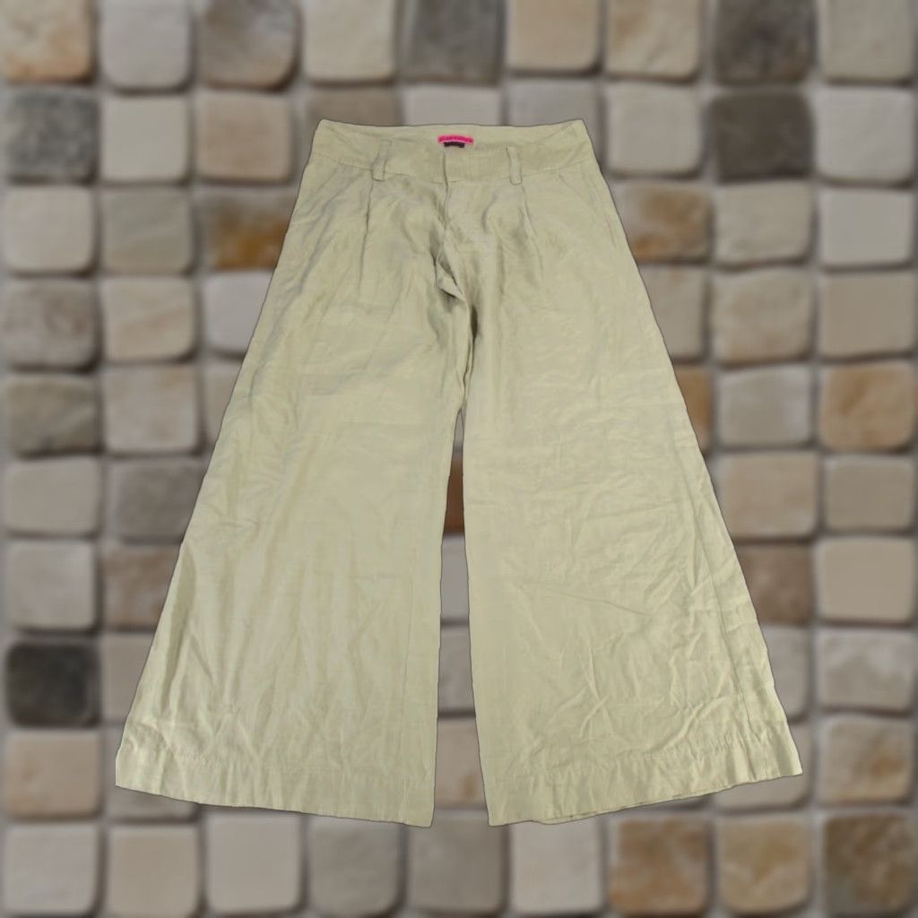 Alice + Olivia Alice + Oliva Pants Womens 34" Waist Beige Lightweight Wide-Leg Dress Pants Cotton Cupro Zip Front Flat Front Knits Regular Size 34" Women Womens Size 34" / US 12 / IT 48 - 1 Thumbnail