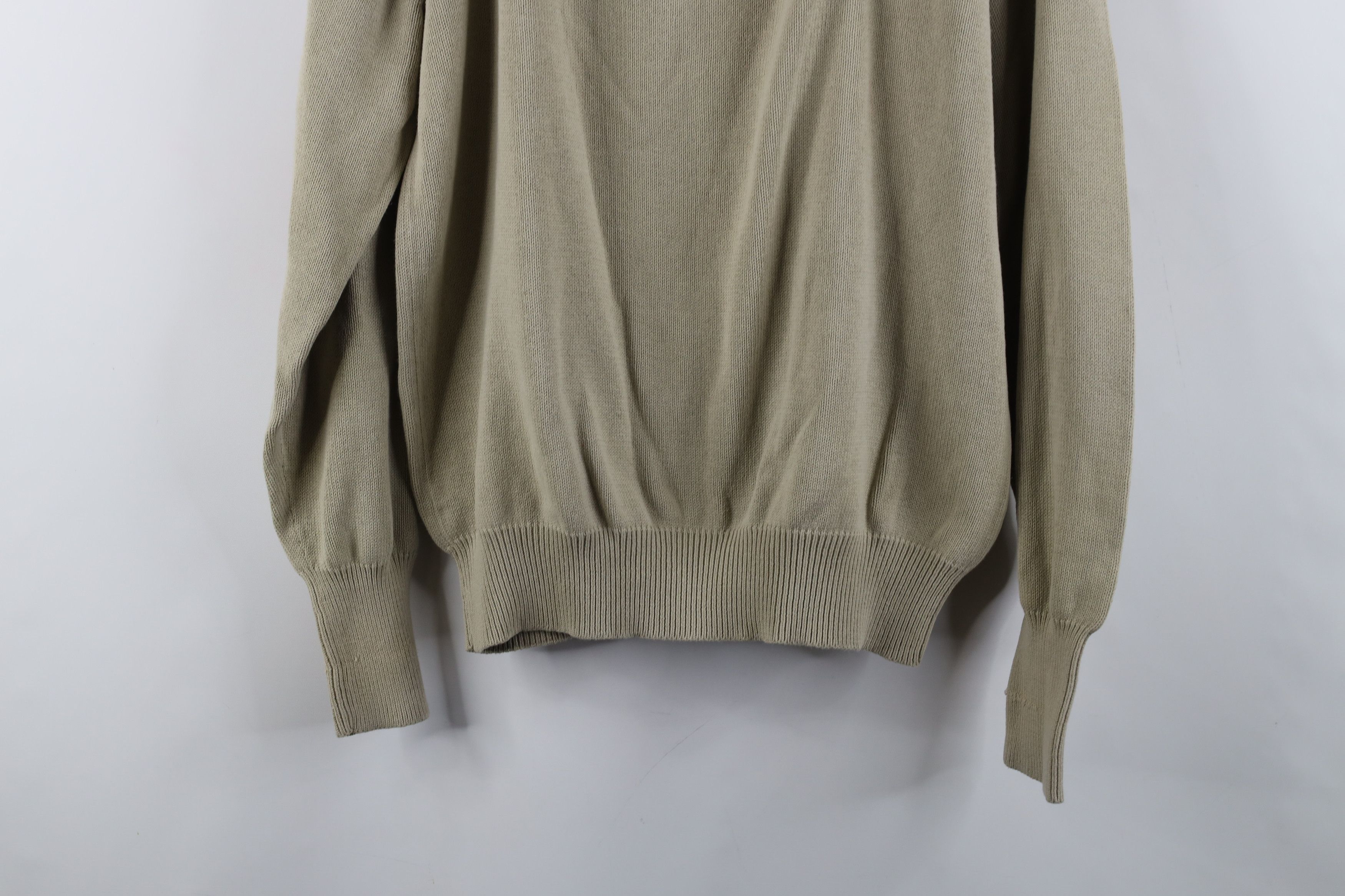 Vintage Vintage 90s Streetwear Cotton Knit V-Neck Sweater Beige Size US L / EU 52-54 / 3 - 12 Thumbnail