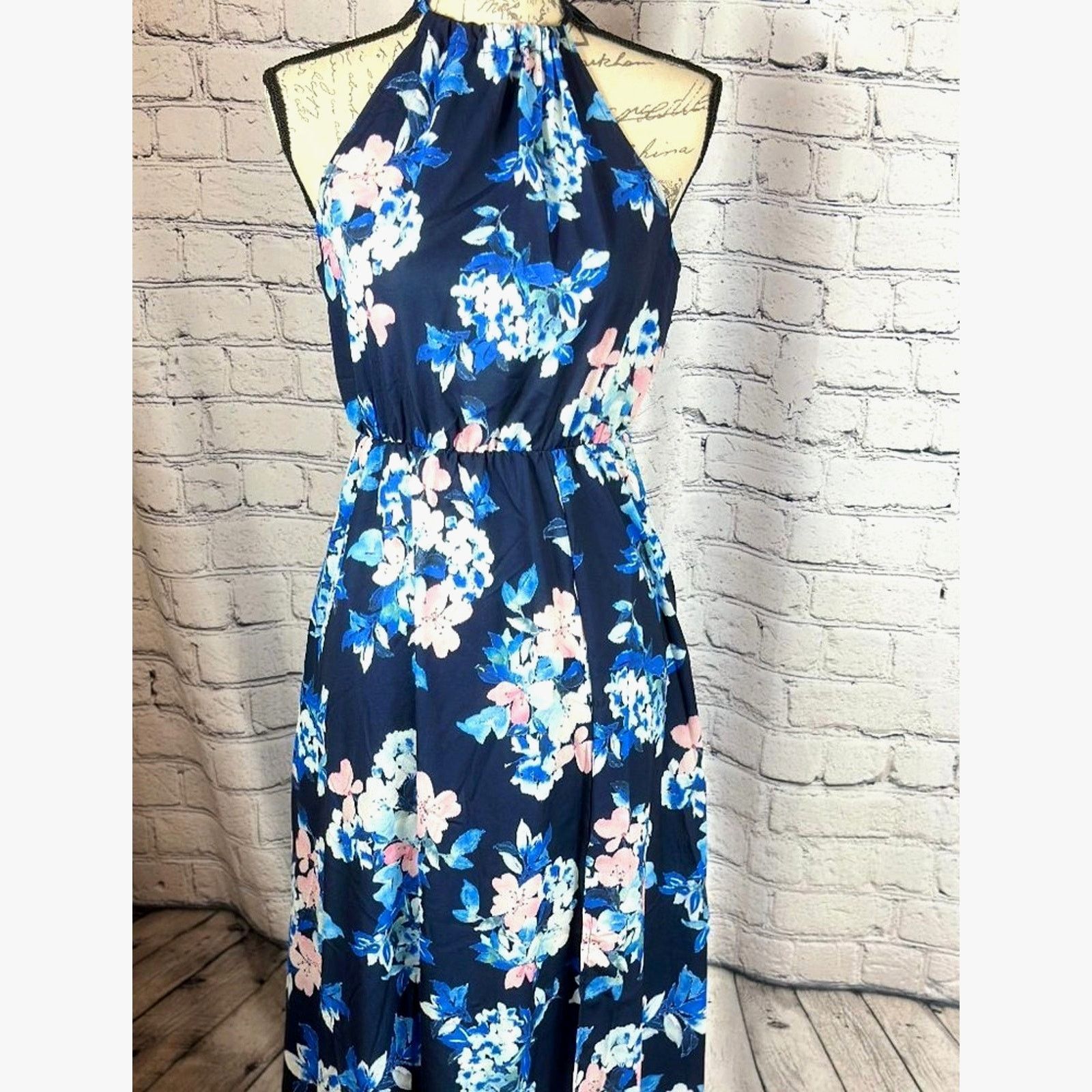 Other Floral Halter Split Maxi Dress In Navy By Miss Floral L Size L / US 10 / IT 46 - 13 Thumbnail
