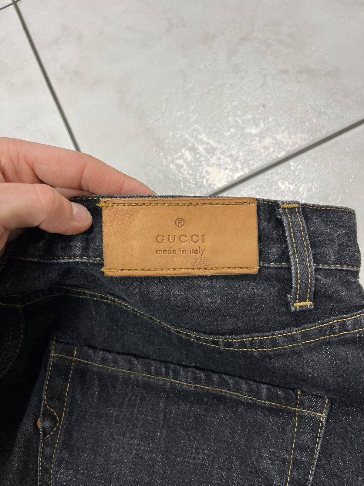 Gucci × Vintage Vintage Gucci regular dark goth raw denim jeans Size US 36 / EU 52 - 20 Thumbnail