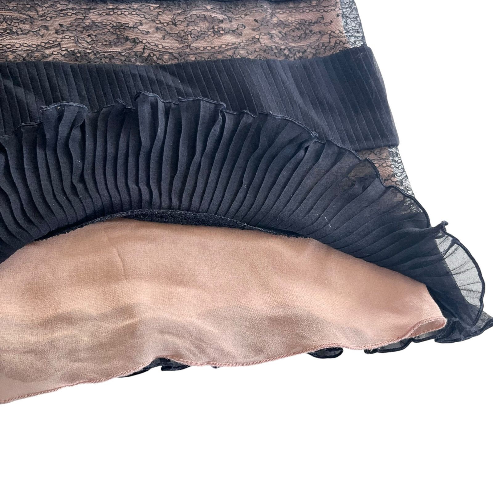 RED Valentino RED Valentino Black Satin Pleated Lace Panel Cocktail Dress Size M / US 6-8 / IT 42-44 - 10 Thumbnail