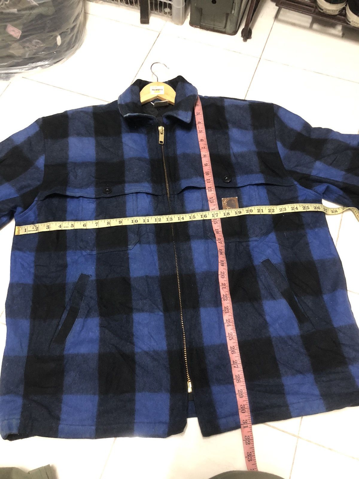 Carhartt Carhatt wool jacket wool BLU check 05055 842 Size US XL / EU 56 / 4 - 6 Thumbnail
