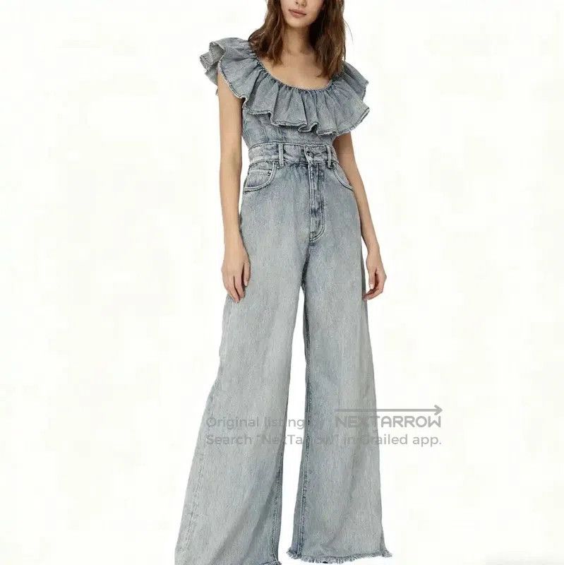 Miu Miu Miu Miu Blue Leather Women's Jeans . Size 22" - 3 Thumbnail